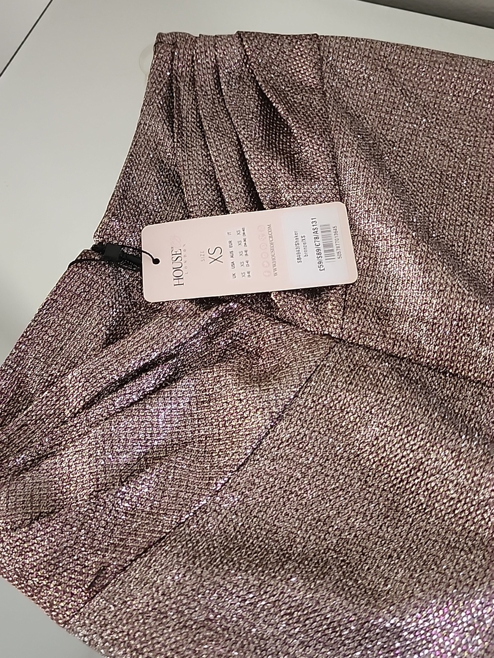 House of CB Shaker bronze mini skirt BNWT XS - Picture 8 of 12